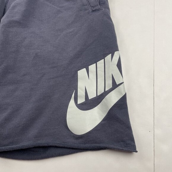 NIKE Sweat Shorts Men’s S Blue Cotton Swoosh Logo Gym Drawstring Elastic Waist - Picture 8 of 9